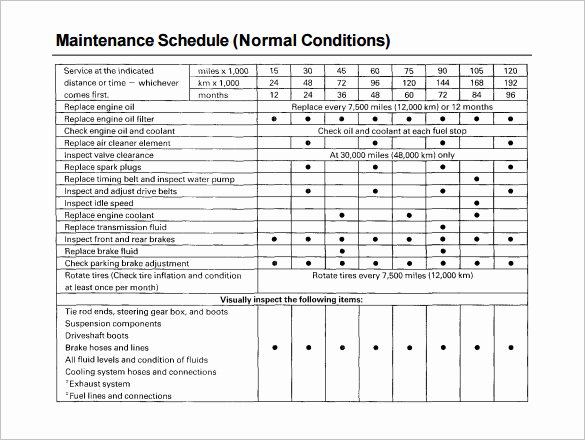 Preventive Maintenance Schedule Template Excel Best Of Vehicle Maintenance Schedule Template 13 Free Word