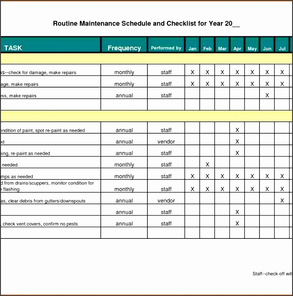 Preventive Maintenance Schedule Template Excel Elegant 6 Preventive Maintenance Checklist Template