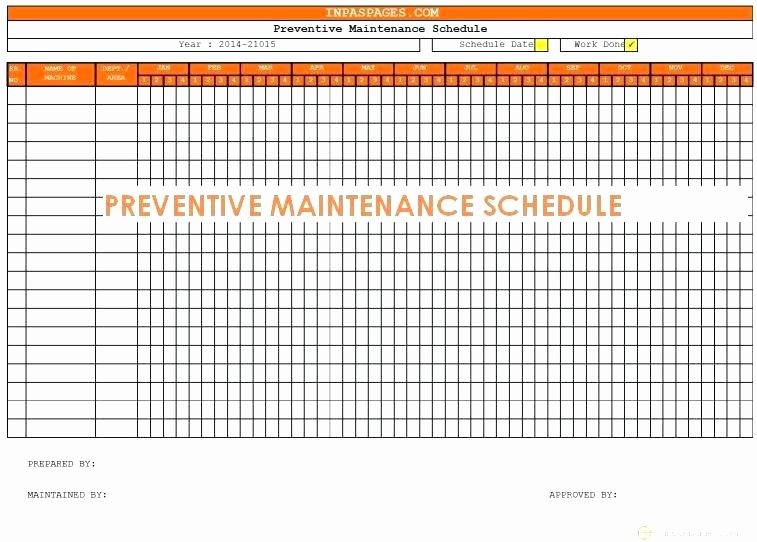 Preventive Maintenance Schedule Template Excel Inspirational Preventative Maintenance Program Template