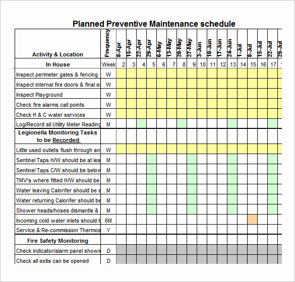 Preventive Maintenance Schedule Template Excel Lovely 39 Preventive Maintenance Schedule Templates Word