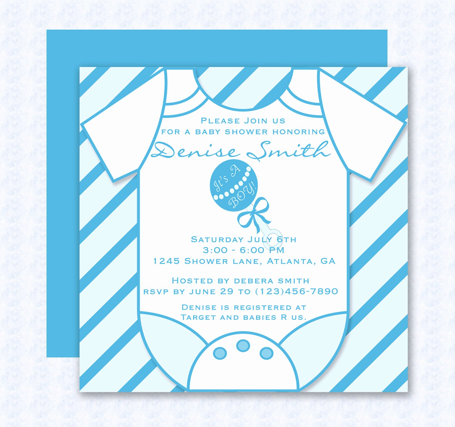 Printable Baby Shower Invitation Template Lovely Blue Esie Baby Shower Invitation Editable Template