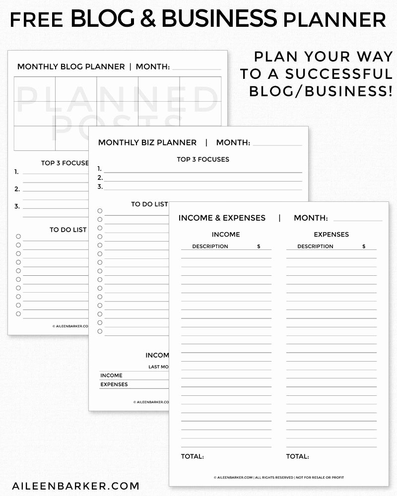 Printable Business Plan Template Awesome Free Blog and Business Planner Printable