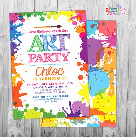 Printable Party Invitation Template Lovely Art Paint Party Invitations Printable Birthday Invitation