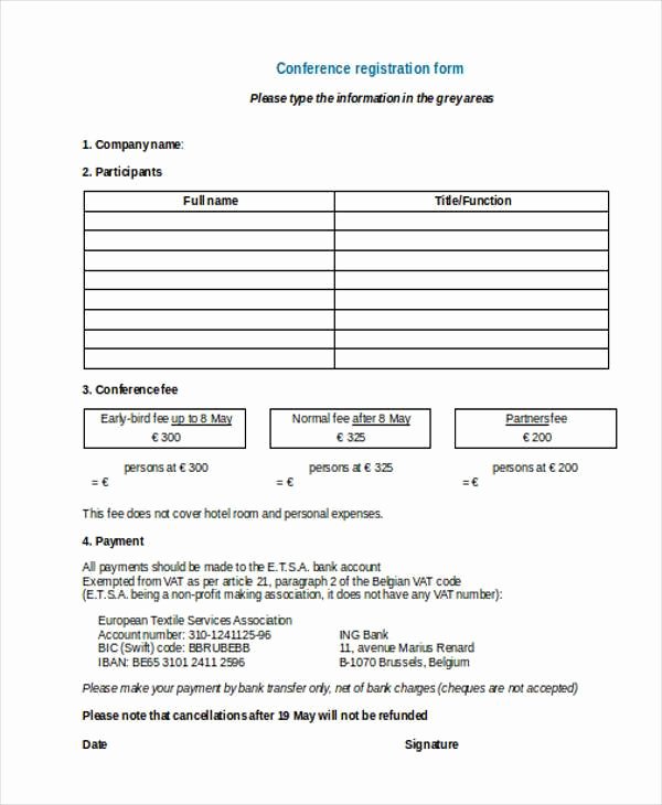 Printable Registration form Template Elegant Free 38 Registration form Templates