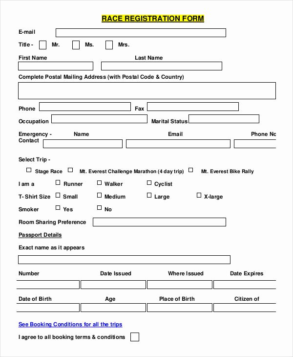 Printable Registration form Template Elegant Printable Registration form Templates 9 Free Pdf