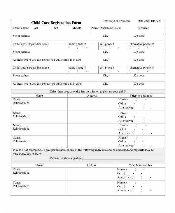 Printable Registration form Template Elegant Printable Registration form Templates 9 Free Pdf