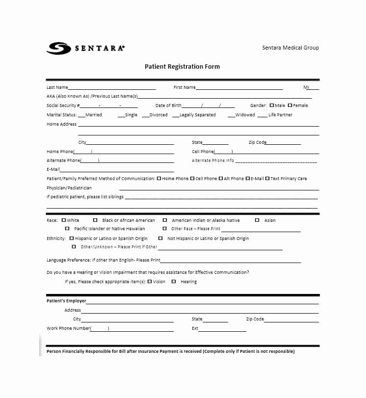 Printable Registration form Template Fresh 44 New Patient Registration form Templates Printable