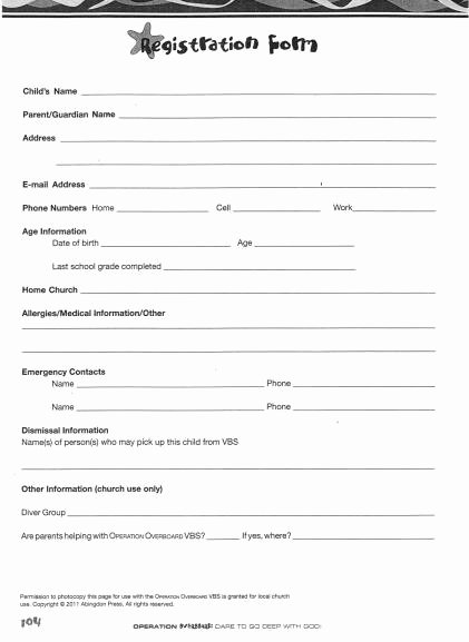 Printable Registration form Template Fresh Church Nursery forms thenurseries
