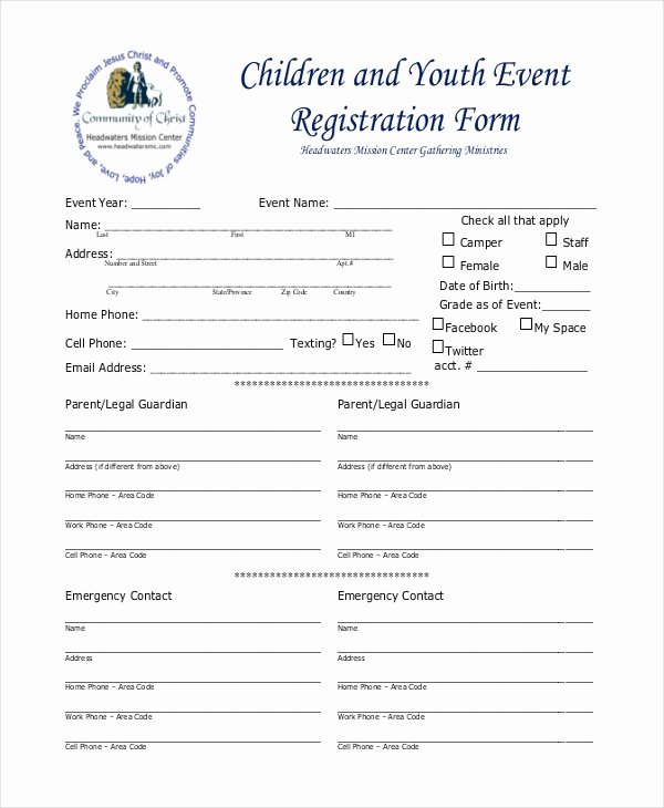 Printable Registration form Template Inspirational Free 12 Sample event Registration forms