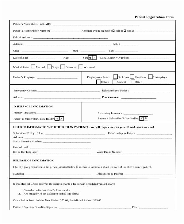 Printable Registration form Template Lovely Printable Registration form Templates 9 Free Pdf
