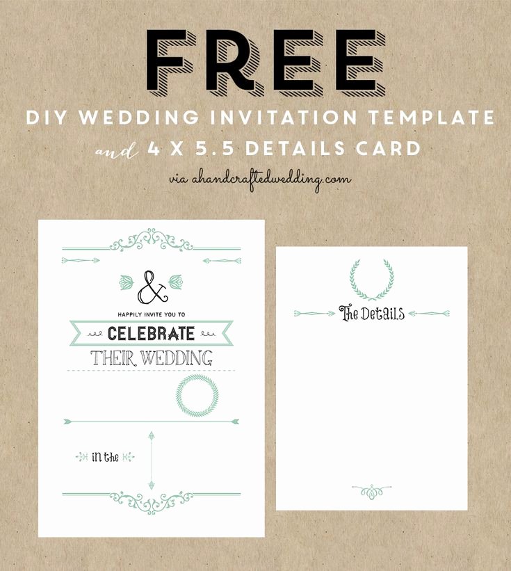 Printable Wedding Invitation Template Fresh Free Wedding Invitation Template &amp; Details Card Via