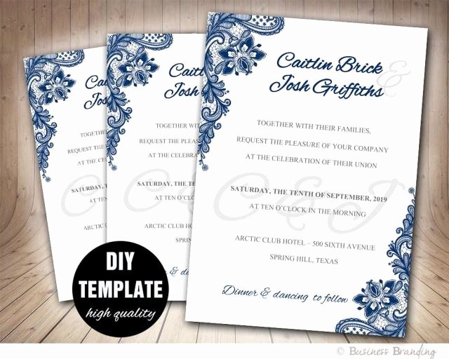 Printable Wedding Invitation Template Fresh Navy Blue Wedding Invitation Template Diy Instant Download