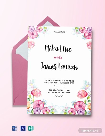 Printable Wedding Invitation Template Inspirational Free Watercolor Floral Wedding Invitation Template Word