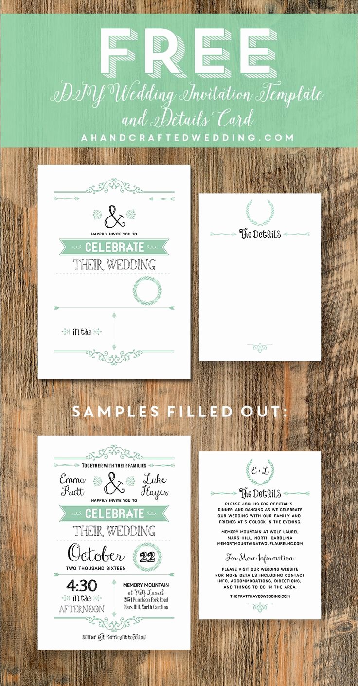 Printable Wedding Invitations Template Luxury Free Wedding Invitation Template Via Ahandcraftedwedding