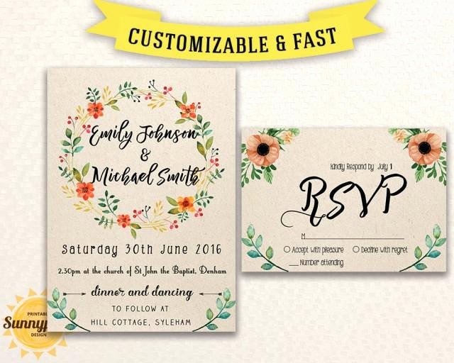 Printable Wedding Invitations Template Luxury Printable Wedding Invitation Template Download Floral