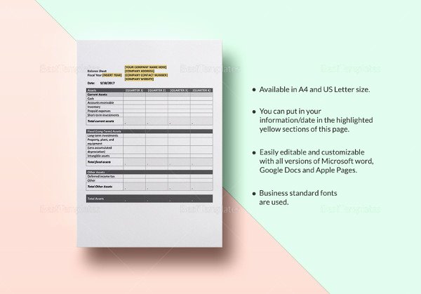 Pro forma Balance Sheet Template Beautiful Pro forma Balance Sheet 8 Free Excel Pdf Documents