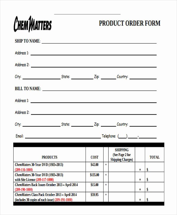 Product order form Template Free Fresh Product order form Templates