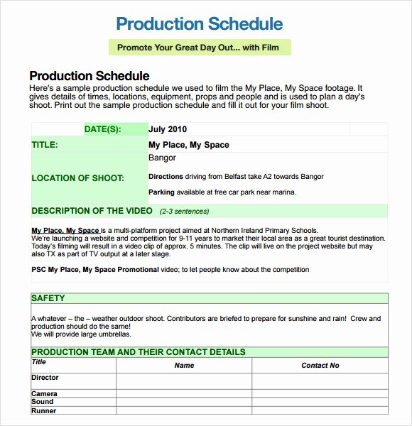 Production Schedule Template Excel Elegant Sample Shooting Schedule 12 Documents In Pdf Word Excel