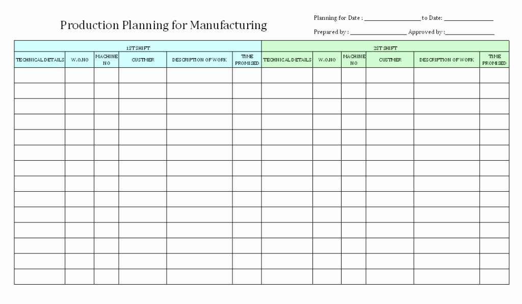 Production Schedule Template Excel Lovely Simple Manufacturing Schedule Template Trainingable