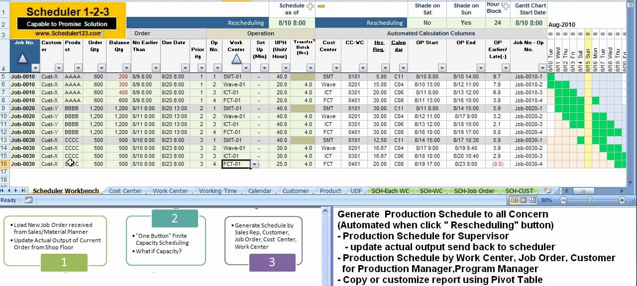 Production Schedule Template Excel New Scheduler123 Partc 5 Generate Production Schedule to All