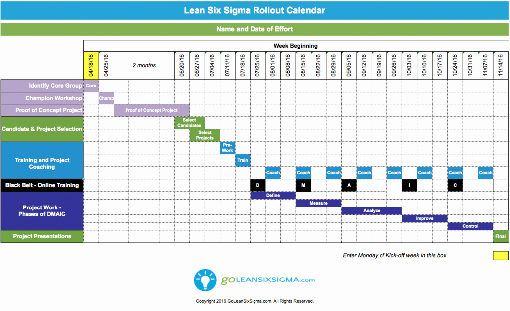 lean six sigma training and certification calendar