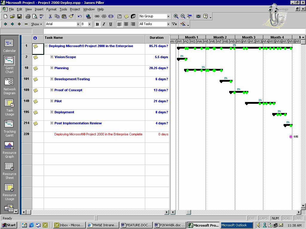 Project Rollout Plan Template Best Of Ms Project 2000 Enterprise Project Planning Workbook