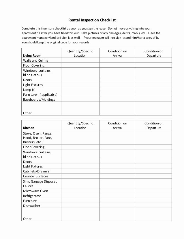 Property Listing form Template Elegant Rental Inspection Checklist