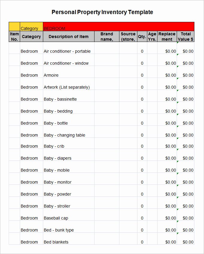 property inventory template