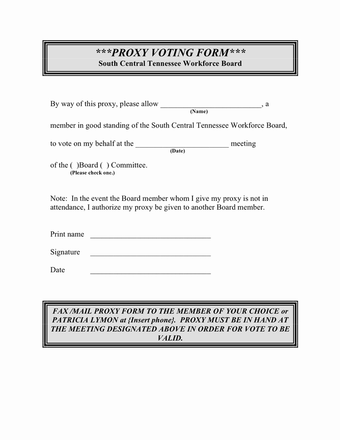 Proxy Voting form Template Elegant Proxy Voting form In Word and Pdf formats