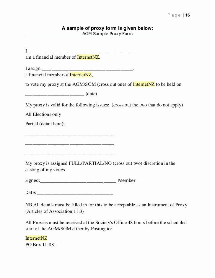 Proxy Voting form Template Fresh Statutory Meeting Of Pany