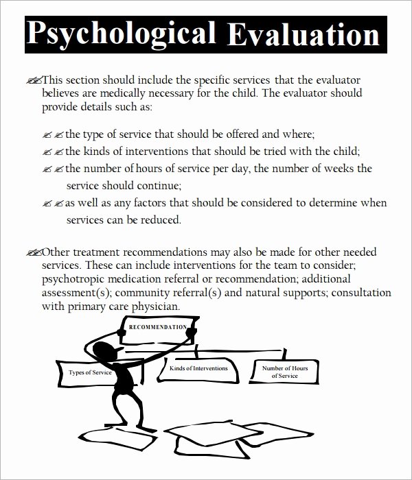 Psychiatric Evaluation form Template Awesome Free 7 Sample Psychological Evaluation Templates In Pdf