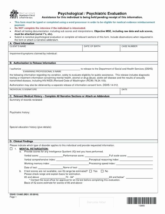 Psychiatric Evaluation form Template Inspirational January 2019 – Buildingtopteamsfo