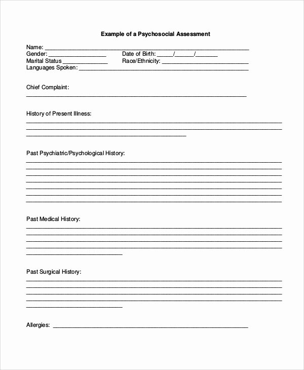 Psychiatric Evaluation form Template Lovely Sample Psychosocial assessment form 7 Documents In Pdf