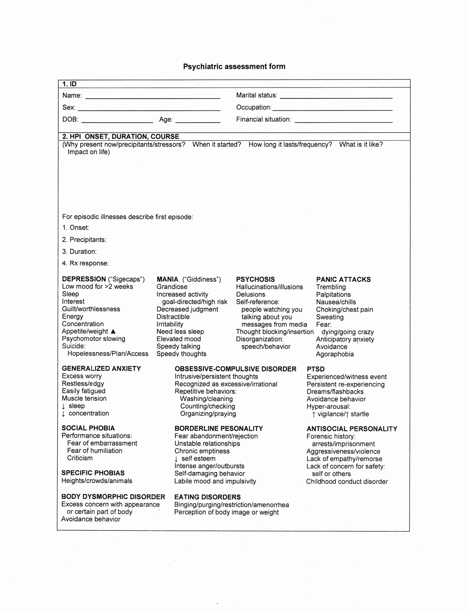 Psychiatric Evaluation form Template Luxury Psychiatric assessment form Juno Emr Support Portal