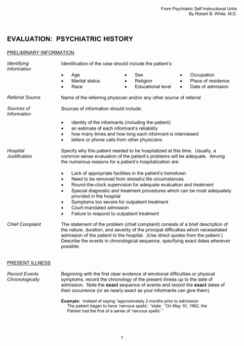Psychiatric Evaluation form Template New Download Mental Health Evaluation form for Free formtemplate