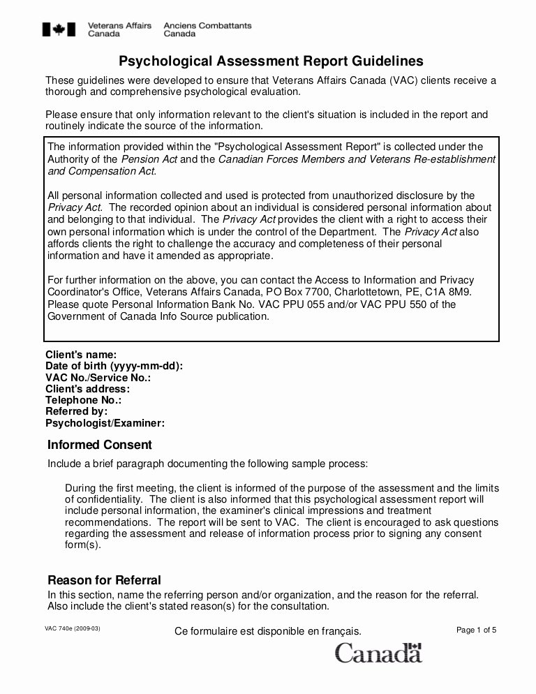 Psychiatric Evaluation form Template New Psychological assessment Report