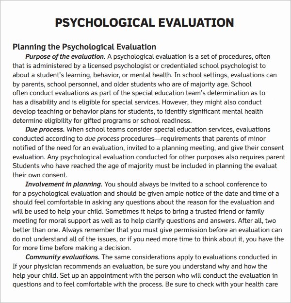 psychological evaluation