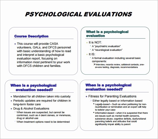 Psychiatric Evaluation form Template Unique Free 7 Sample Psychological Evaluation Templates In Pdf