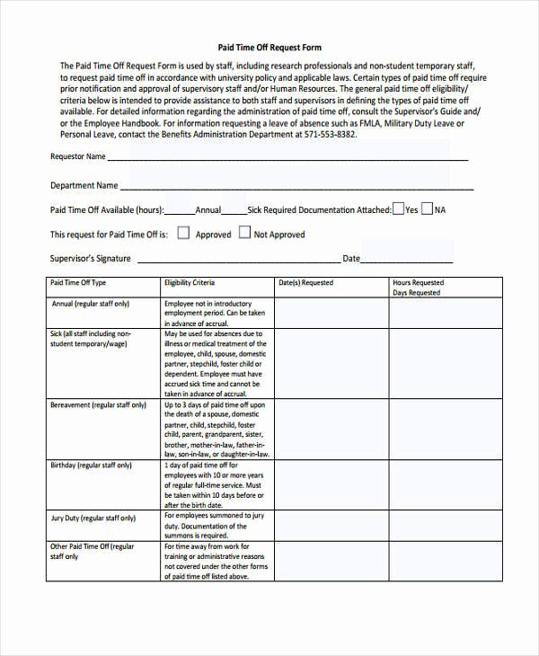 Pto Request form Template Best Of 13 Free Time F Request forms