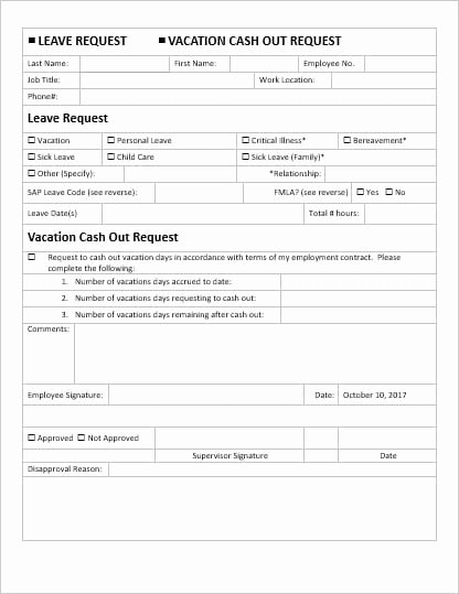 Pto Request form Template Best Of Employee Vacation Leave Request and Pto forms