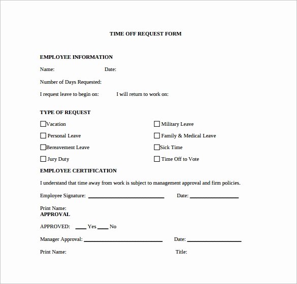 Pto Request form Template Best Of Time F Request form 24 Download Free Documents In Pdf