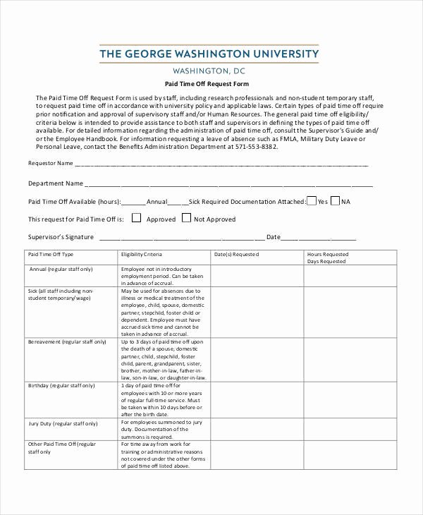 Pto Request form Template Elegant 15 Sample Time F Request forms