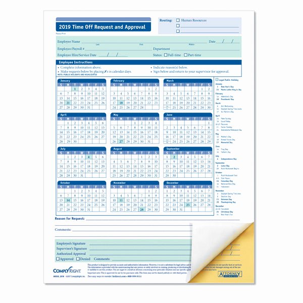 Pto Request form Template Elegant Employee Paid Time F Request and Approval form 2 Part