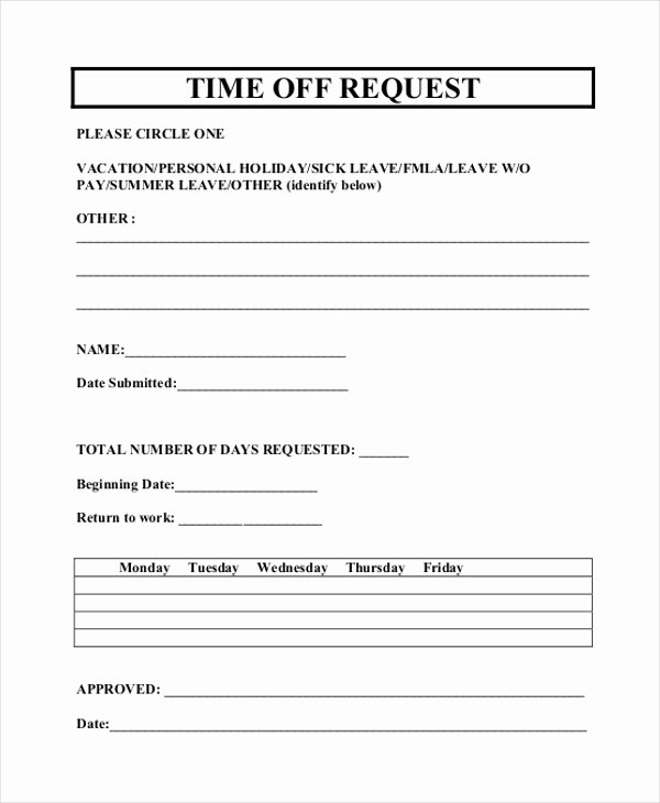 Pto Request form Template Luxury Free 12 Sample Time F Request forms In Pdf