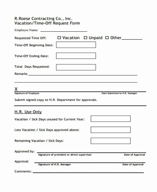 Pto Request form Template New 24 Time F Request forms In Pdf