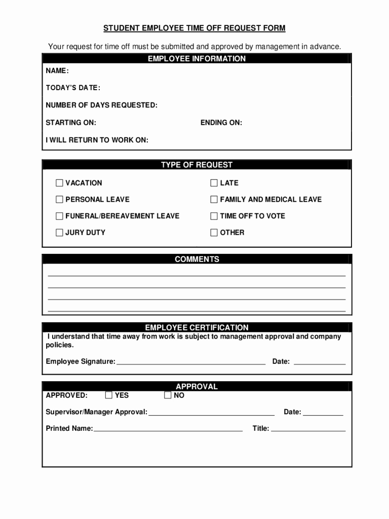 time off request form template microsoft