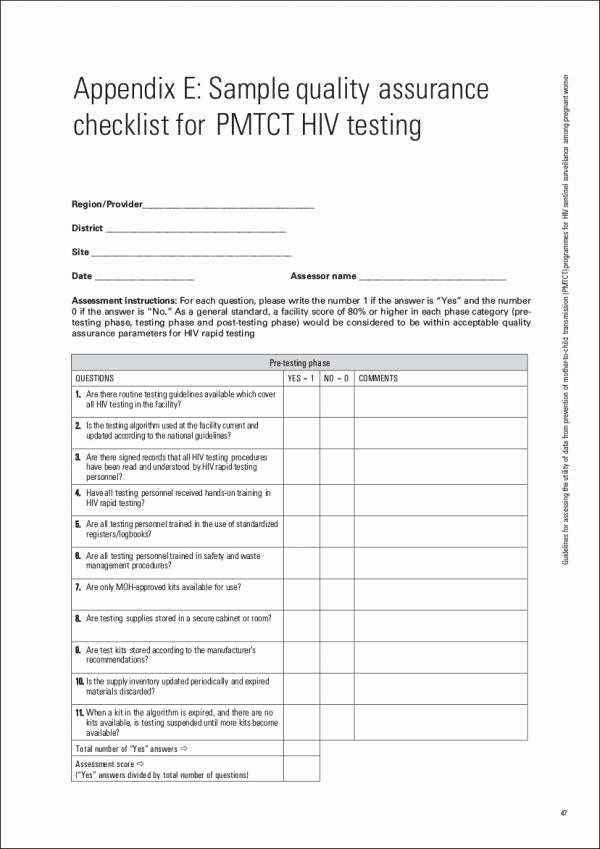 Quality Control form Template Lovely Free 19 Quality Checklist Samples &amp; Templates In Pdf