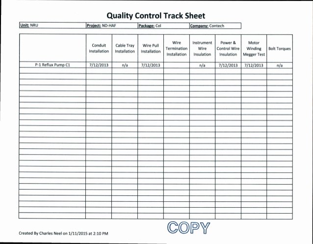 Quality Control form Template Unique 7 12 13 Contech Quality Control Track Sheet