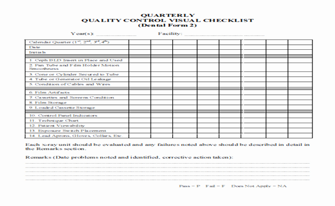 Quality Control form Template Unique Dental Radiography Qa and Qc