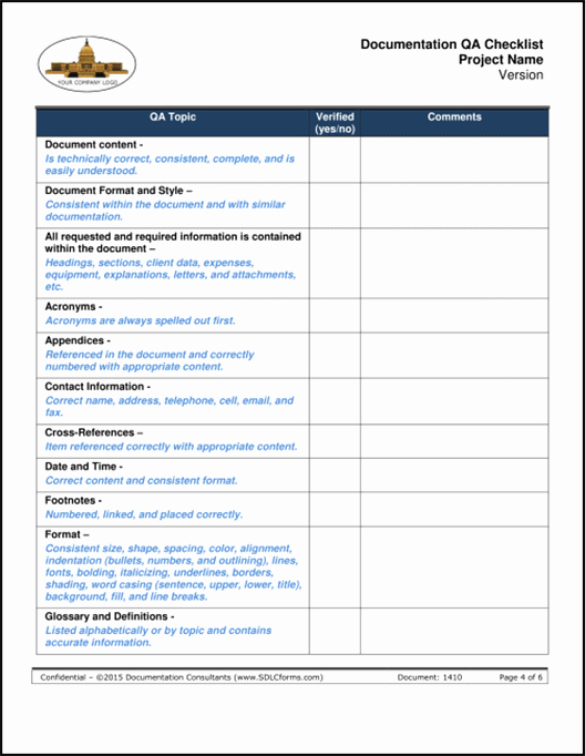 Quality Control form Template Unique Quality Checklist Template Excel